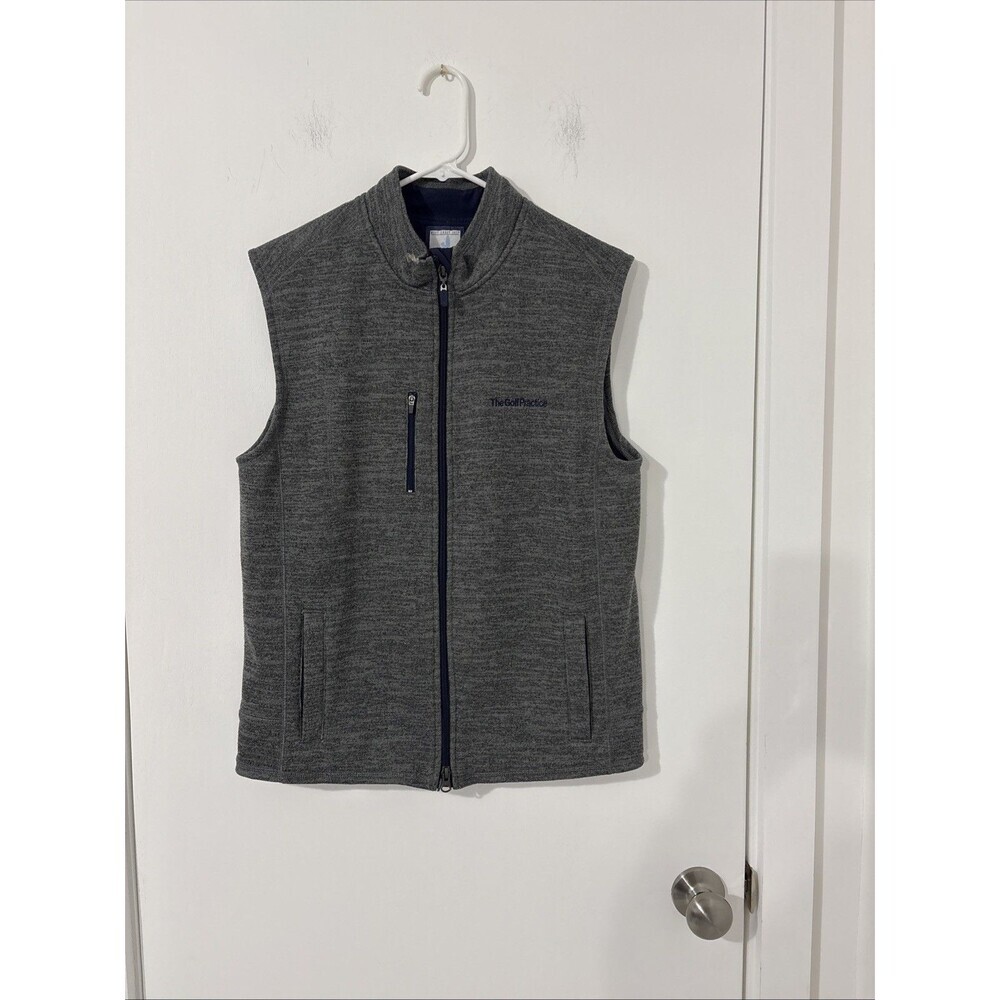 Johnnie-O Full Zip Vest The Gold Practice Size 16‎ Gray Embroidered